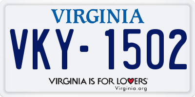 VA license plate VKY1502