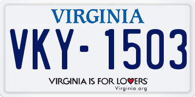 VA license plate VKY1503
