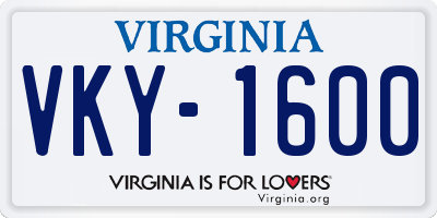 VA license plate VKY1600