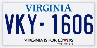 VA license plate VKY1606