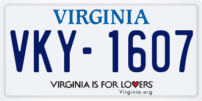 VA license plate VKY1607