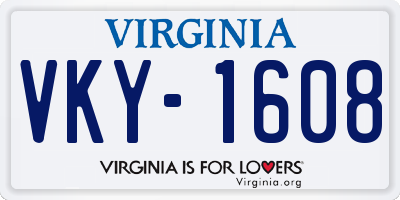 VA license plate VKY1608
