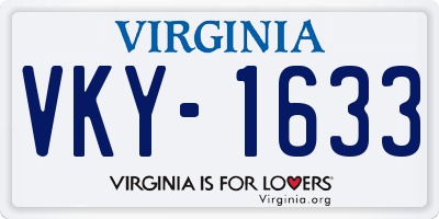 VA license plate VKY1633