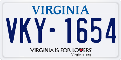 VA license plate VKY1654