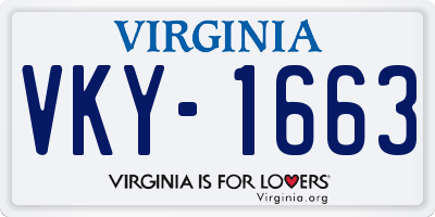VA license plate VKY1663
