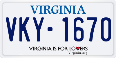 VA license plate VKY1670