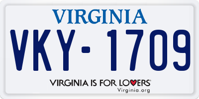 VA license plate VKY1709