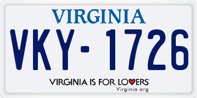 VA license plate VKY1726