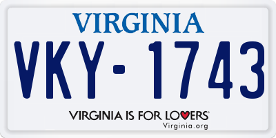 VA license plate VKY1743