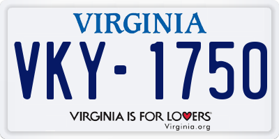 VA license plate VKY1750