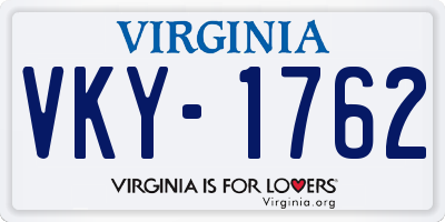 VA license plate VKY1762