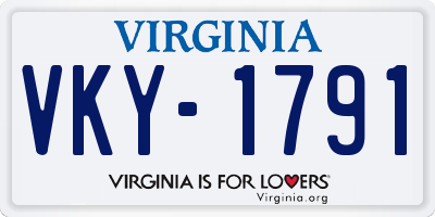 VA license plate VKY1791