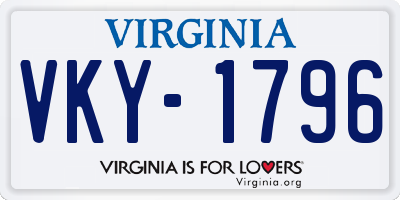 VA license plate VKY1796