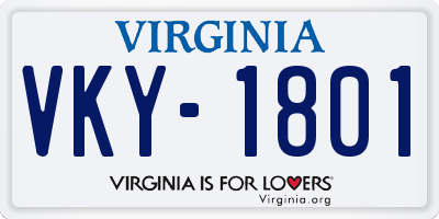VA license plate VKY1801