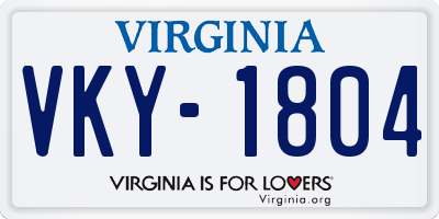 VA license plate VKY1804