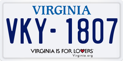 VA license plate VKY1807
