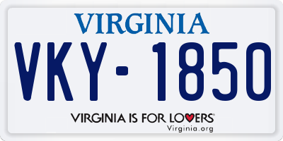 VA license plate VKY1850