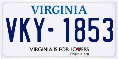 VA license plate VKY1853
