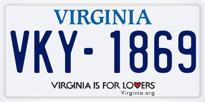 VA license plate VKY1869
