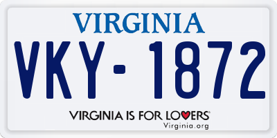 VA license plate VKY1872