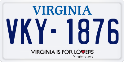 VA license plate VKY1876