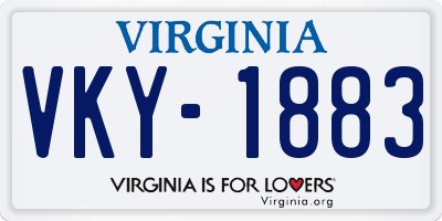 VA license plate VKY1883