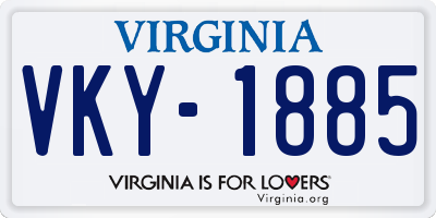 VA license plate VKY1885