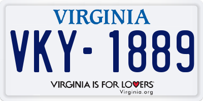 VA license plate VKY1889
