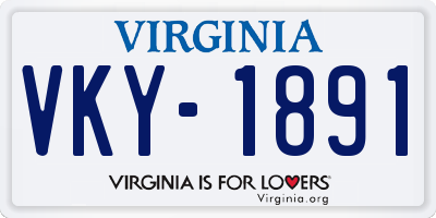 VA license plate VKY1891