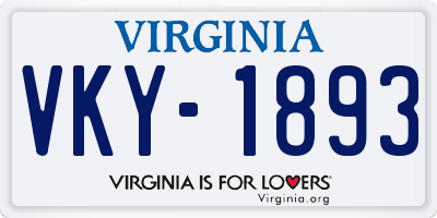 VA license plate VKY1893