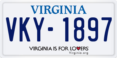 VA license plate VKY1897