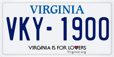 VA license plate VKY1900