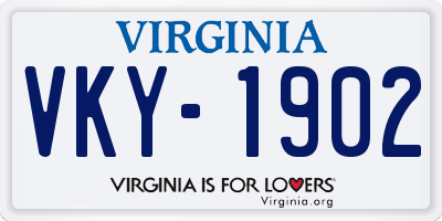 VA license plate VKY1902
