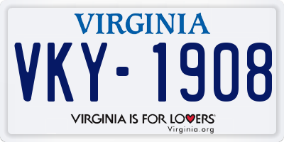 VA license plate VKY1908