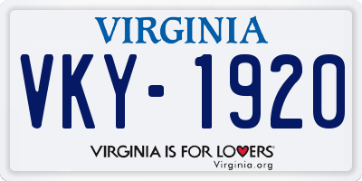 VA license plate VKY1920