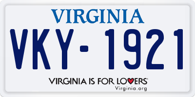 VA license plate VKY1921