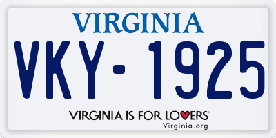 VA license plate VKY1925