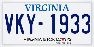 VA license plate VKY1933