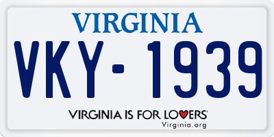 VA license plate VKY1939