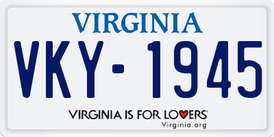 VA license plate VKY1945