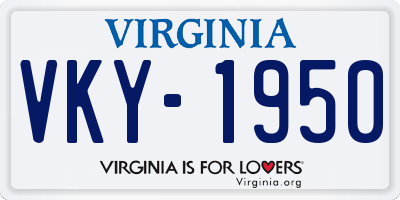 VA license plate VKY1950