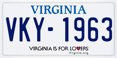 VA license plate VKY1963