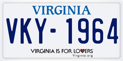 VA license plate VKY1964