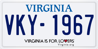 VA license plate VKY1967