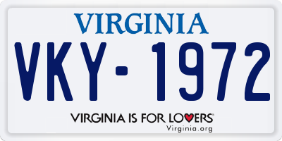 VA license plate VKY1972