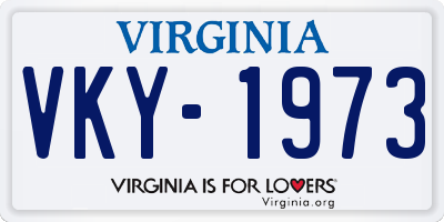 VA license plate VKY1973