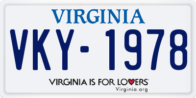 VA license plate VKY1978