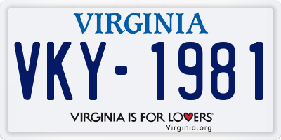VA license plate VKY1981