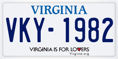 VA license plate VKY1982