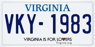 VA license plate VKY1983